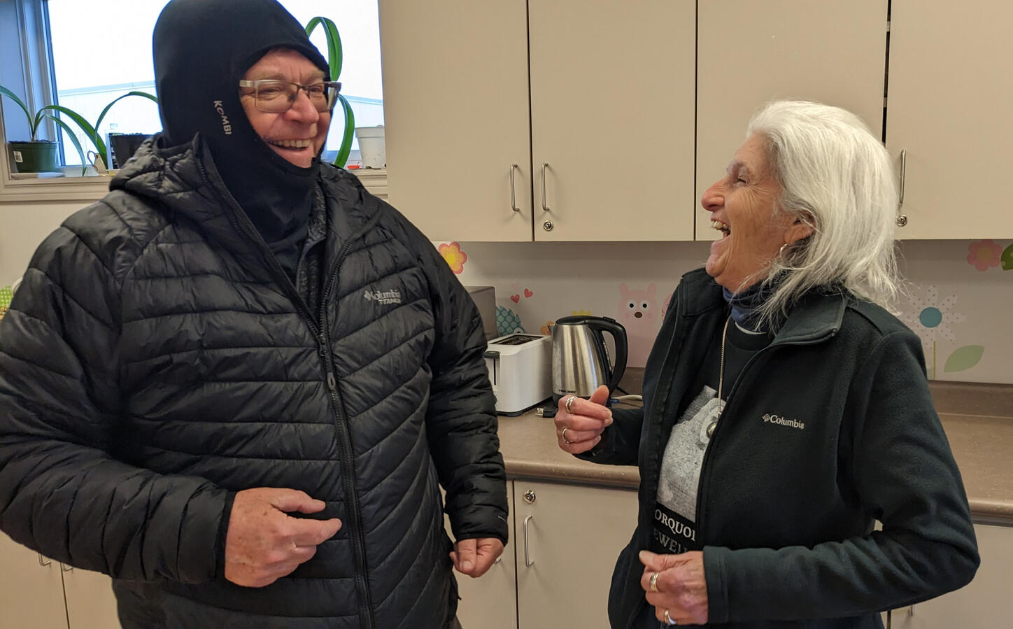 Society members Dave McCorquodale and Bethsheila Kent share a laugh at the April 6th, 2023 meeting in North Sydney.